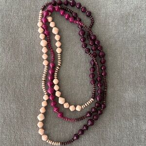 Noonday Collection Fair Trade Paper Bead Necklace – Plum & Blush Pink